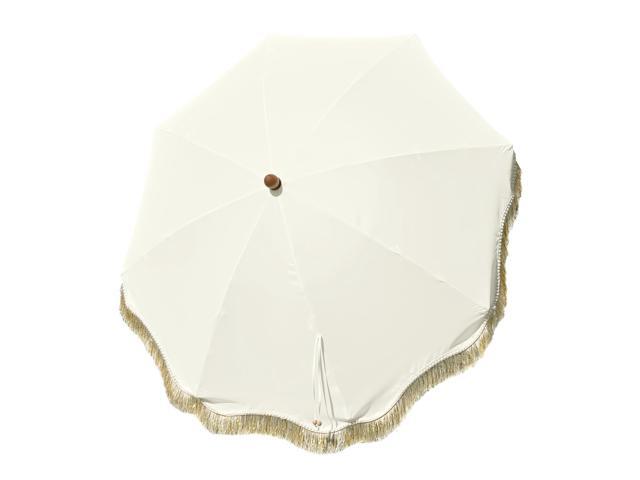 LAGarden 6 Ft Patio Umbrella Replacement Canopy Top Cover Jazz Age Beige with gold tassel