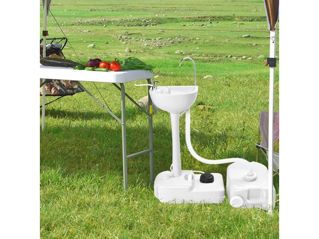 Yescom 17L Portable Camping Sink w/ Pump & 2 Pcs 24L Water Tank, Small Handwashing Station For RV Travel Outdoor Party