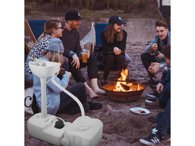 Yescom 17L Portable Camping Sink w/ Pump & 2 Pcs 24L Water Tank, Small Handwashing Station For RV Travel Outdoor Party