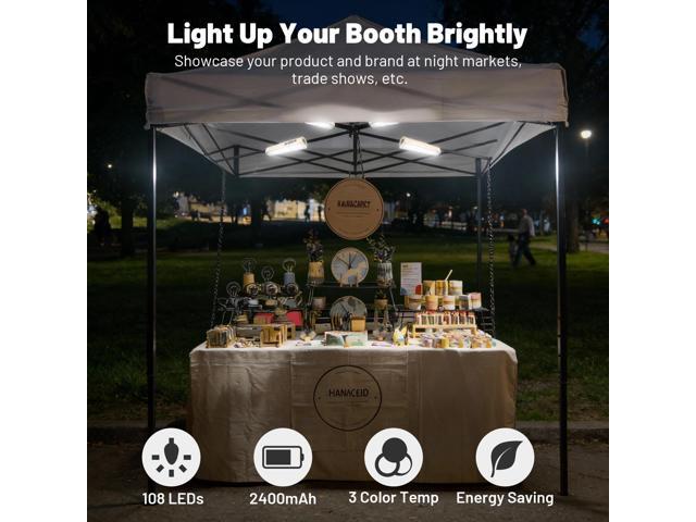 InstaHibit 4 Pack Rechargeable Magnetic Light LED Work Light with Hook 5 Modes Tent Light for Canopy Outdoor Event