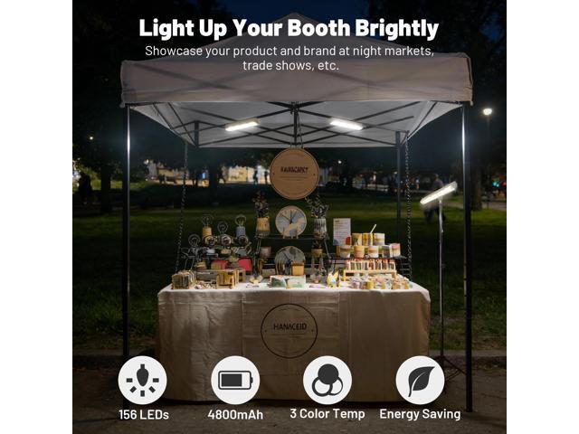InstaHibit 3 Pack Rechargeable Magnetic Light LED Work Light with Hook 5 Modes Tent Light for Canopy Outdoor Event