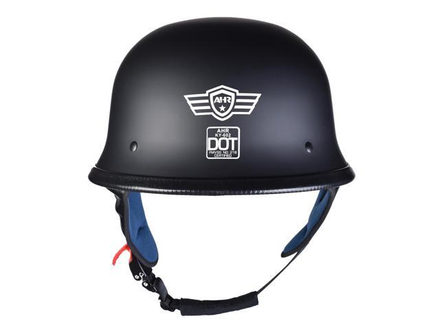 AHR RUN-G DOT German Style Motorcycle Half Helmet Open Face Cruiser Chopper Biker Skull Cap Helmet Black M