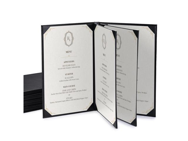 WeChef 5 Pack Menu Covers 8.5'x14' 6 Views Faux Leather Cafe Restaurant Bars