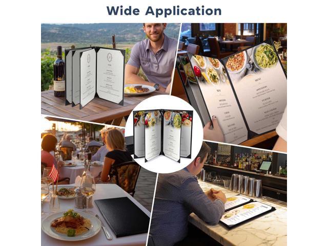 WeChef 5 Pack Menu Covers 8.5'x14' 6 Views Faux Leather Cafe Restaurant Bars