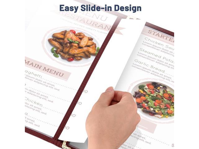 WeChef 30 Packs Menu Covers 8.5 x 14' Triple Fold 6 view double stitch Restaurant Cafe Burgundy