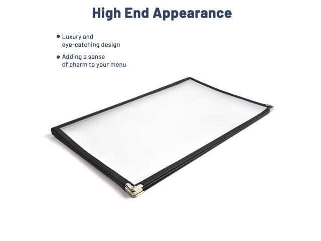 WeChef 30 Pack Menu Cover 8.5 x 14' 6 View Triple Fold Double Stitch Trim Cafe Restaurant Black