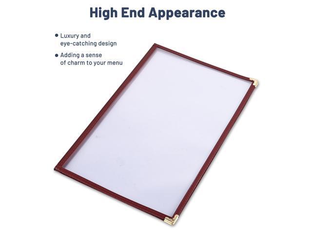 WeChef 30 pack Restaurant Menu Covers 8.5' x 14' Double Fold 2 Pages 4 Views Burgundy