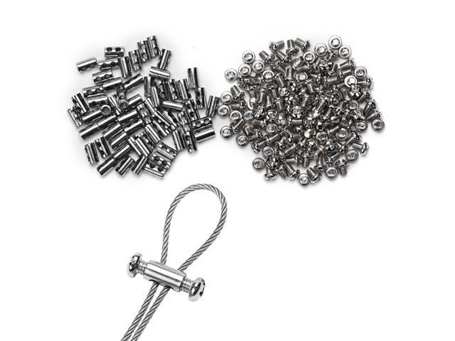 Yescom 60PCS Wire Rope Clamp Double Hole Lock Clip w/ Screw for Picture Hanging