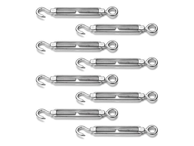 Yescom 8PCS M6 Turnbuckle Hook and Eye 304 Stainless Steel Cable Tensioner