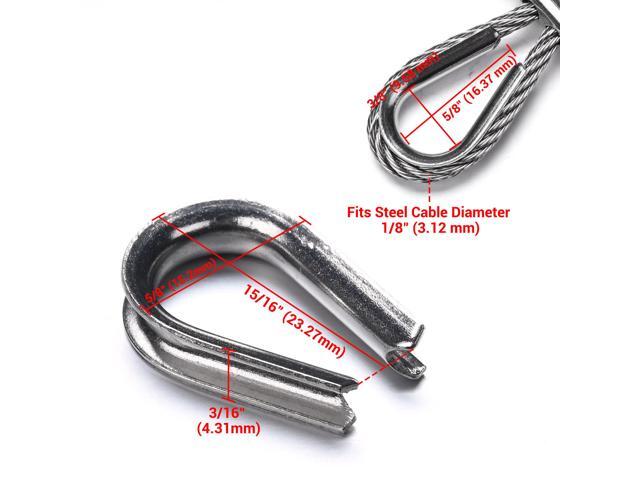 Yescom 50PCS M3 Wire Rope Thimbles for 1/8' Stainless Steel Cable Rigging