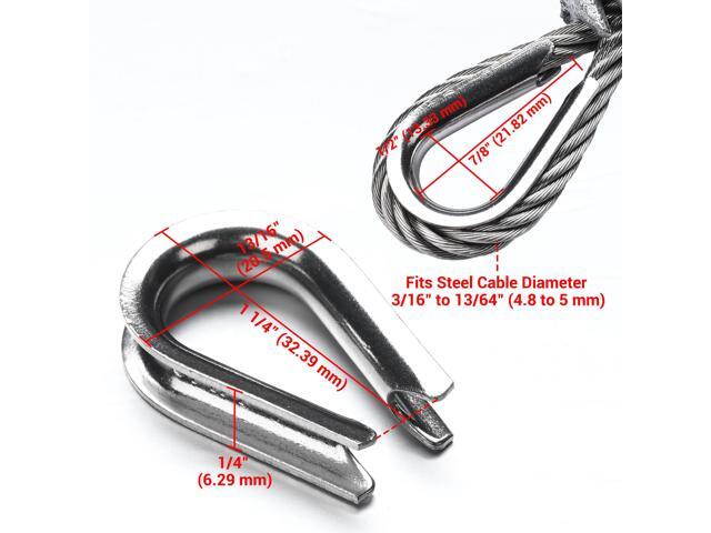 Yescom 50PCS M5 Wire Rope Thimbles for 1/8' 3/16' Stainless Steel Cable Rigging