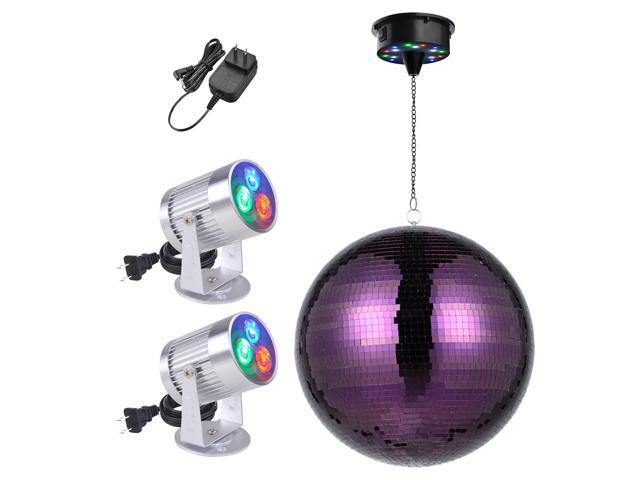 Yescom 16' Large Disco Ball with Motor and Light 6RPM Rotator & 2PCS 3W RGB Spotlights for 70s 80s Party DJ Bands Club Event Purple