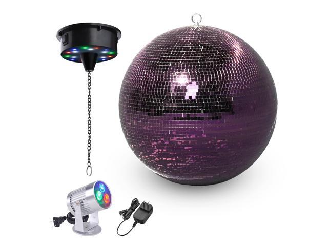 Yescom 16' Large Disco Ball with Motor and Light 6RPM Rotator & 3W RGB Spotlight for 70s 80s Party DJ Bands Club Event Studio Purple