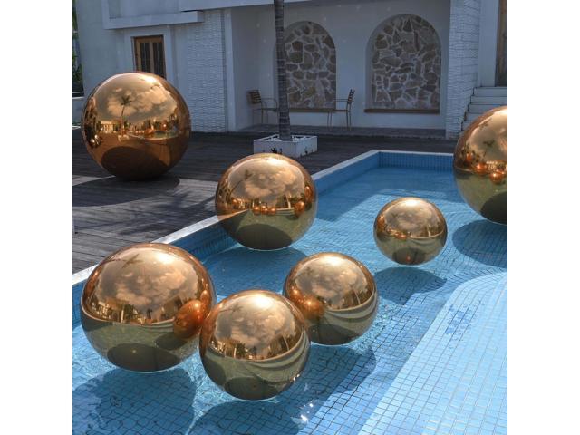 Yescom 2PCS 59' Big Shiny Inflatable Mirror Ball Set Giant Reusable PVC Hanging Balloon for Wedding Event Disco Party Concerts Gold