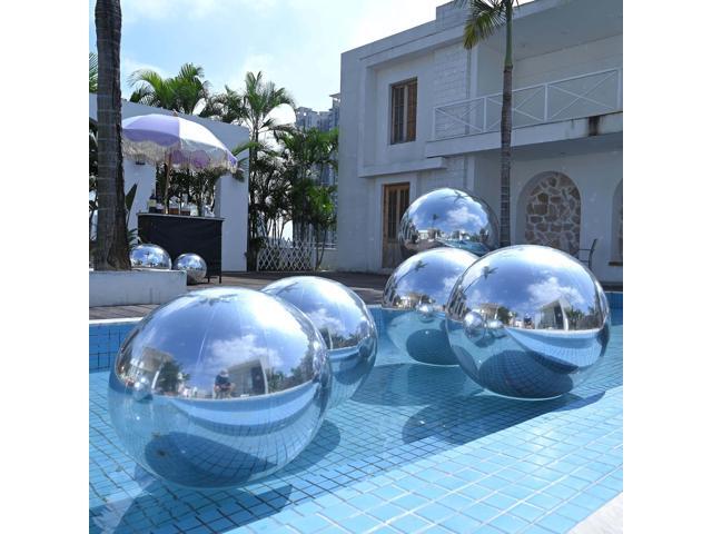 Yescom 2PCS 47' Big Shiny Inflatable Mirror Ball Set Giant Reusable PVC Hanging Balloon for Wedding Event Disco Party Concerts Silver