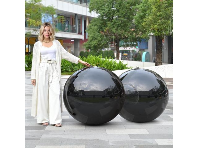 Yescom 2PCS 39' Big Shiny Inflatable Mirror Ball Set Giant Reusable PVC Hanging Balloon for Large Wedding Event Disco Party Concerts Black