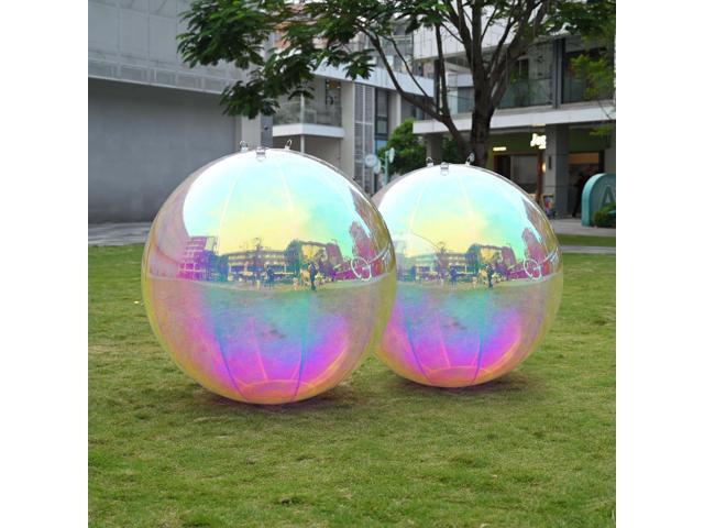 Yescom 2PCS 47' Big Shiny Inflatable Mirror Ball Set Giant Reusable PVC Hanging Balloon for Wedding Event Disco Party Concerts Iridescent