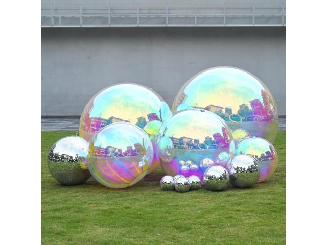 Yescom 2PCS 47' Big Shiny Inflatable Mirror Ball Set Giant Reusable PVC Hanging Balloon for Wedding Event Disco Party Concerts Iridescent