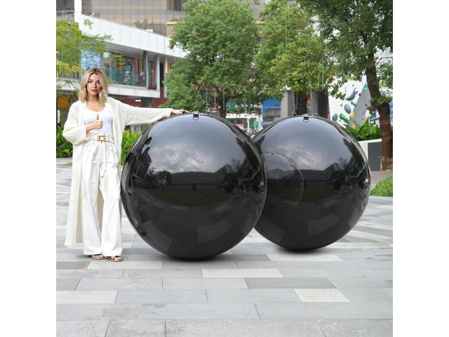 Yescom 2PCS 47' Big Shiny Inflatable Mirror Ball Set Giant Reusable PVC Hanging Balloon for Large Wedding Event Disco Party Concerts Black