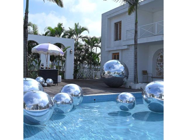 Yescom 2PCS 59' Big Shiny Inflatable Mirror Ball Set Giant Reusable PVC Hanging Balloon for Wedding Event Disco Party Concerts Silver