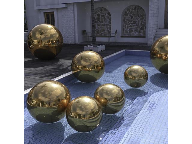 Yescom 2PCS 32' Big Shiny Inflatable Mirror Ball Set Giant Reusable PVC Hanging Balloon for Wedding Event Disco Party Concerts Gold