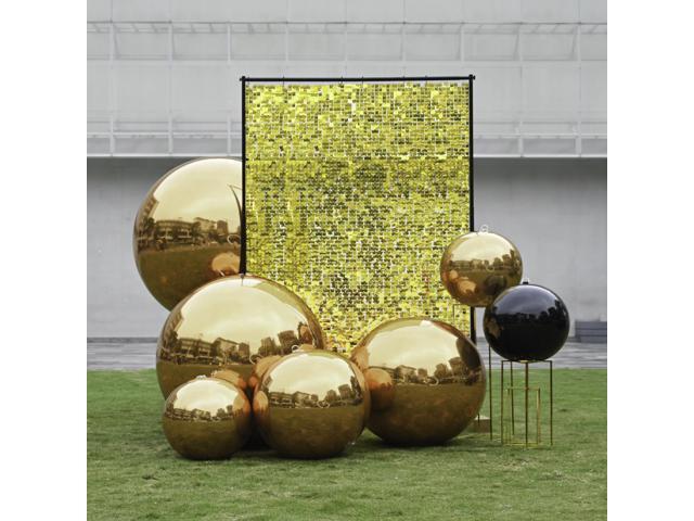 Yescom 2PCS 39' Big Shiny Inflatable Mirror Ball Set Giant Reusable PVC Hanging Balloon for Wedding Event Disco Party Concerts Gold