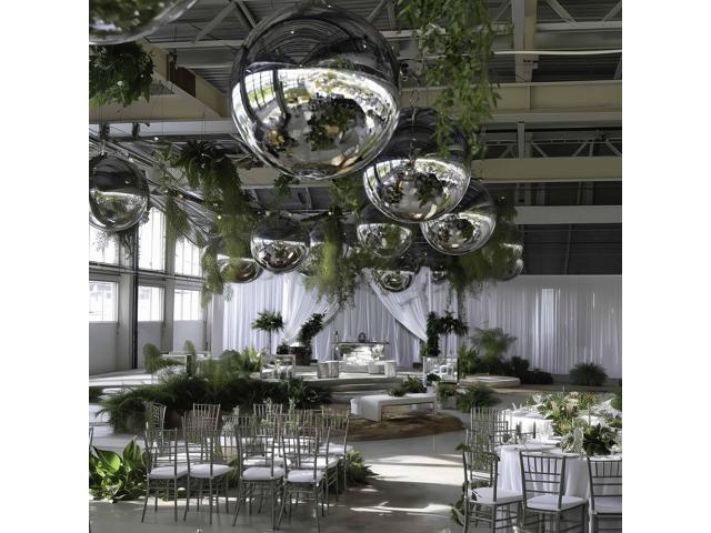 Yescom 2PCS 20' Big Shiny Inflatable Mirror Ball Set Giant Reusable PVC Hanging Balloon for Wedding Event Disco Party Concerts Silver