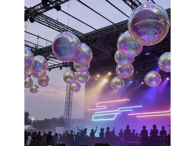 Yescom 2PCS 20' Big Shiny Inflatable Mirror Ball Set Giant Reusable PVC Hanging Balloon for Wedding Event Disco Party Concerts Iridescent