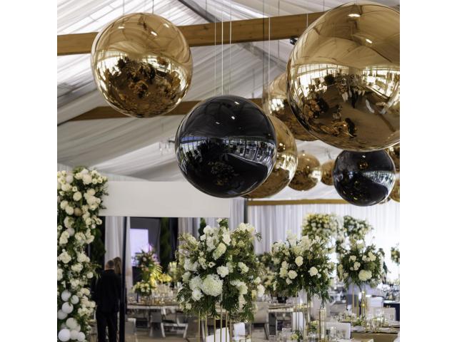 Yescom 2PCS 20' Big Shiny Inflatable Mirror Ball Set Giant Reusable PVC Hanging Balloon for Large Wedding Event Disco Party Concerts Black