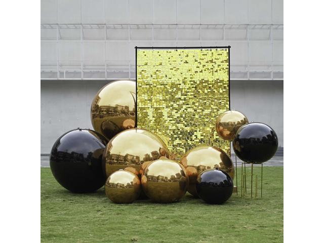 Yescom 2PCS 20' Big Shiny Inflatable Mirror Ball Set Giant Reusable PVC Hanging Balloon for Large Wedding Event Disco Party Concerts Black