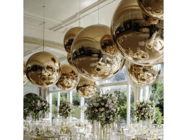 Yescom 2PCS 20' Big Shiny Inflatable Mirror Ball Set Giant Reusable PVC Hanging Balloon for Wedding Event Disco Party Concerts Gold