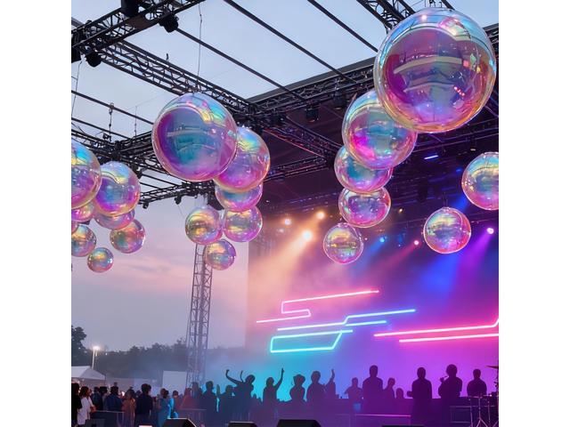 Yescom 2PCS 32' Big Shiny Inflatable Mirror Ball Set Giant Reusable PVC Hanging Balloon for Wedding Event Disco Party Concerts Iridescent