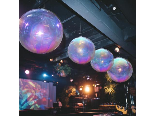 Yescom 2PCS 32' Big Shiny Inflatable Mirror Ball Set Giant Reusable PVC Hanging Balloon for Wedding Event Disco Party Concerts Iridescent