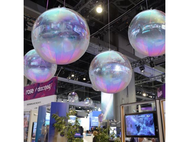 Yescom 2PCS 32' Big Shiny Inflatable Mirror Ball Set Giant Reusable PVC Hanging Balloon for Wedding Event Disco Party Concerts Iridescent