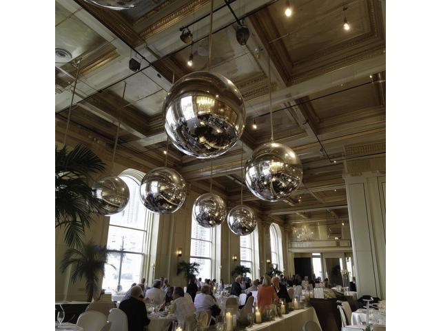 Yescom 2PCS 32' Big Shiny Inflatable Mirror Ball Set Giant Reusable PVC Hanging Balloon for Wedding Event Disco Party Concerts Silver