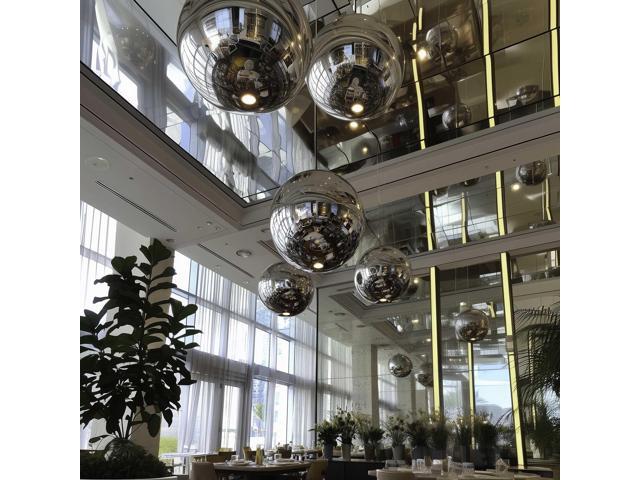 Yescom 2PCS 32' Big Shiny Inflatable Mirror Ball Set Giant Reusable PVC Hanging Balloon for Wedding Event Disco Party Concerts Silver