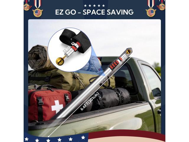 Yescom EZ GO 30ft Telescopic Flag Pole Kit Upgrade Rotating Lock for Outside Inground with 3x5' US Flag Ball Top Silver