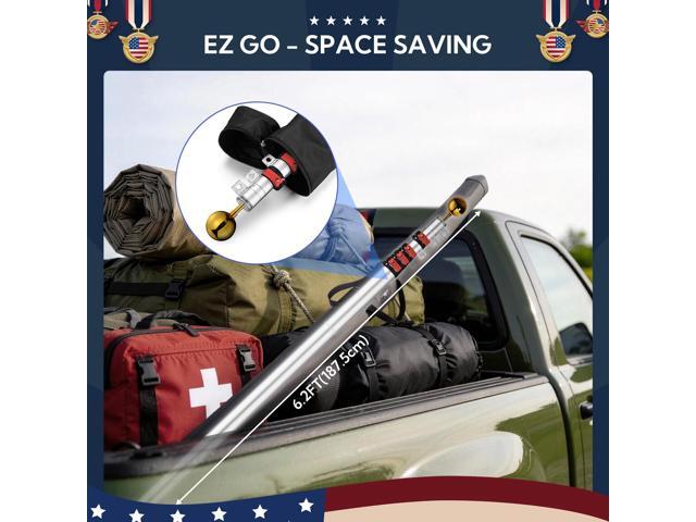 Yescom EZ GO 25ft Telescopic Flag Pole Kit Upgrade Rotating Lock for Outside Inground with 3x5' US Flag Ball Top Silver