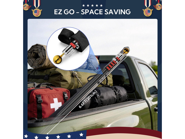 Yescom EZ GO 30ft Telescopic Flag Pole Kit Upgrade Rotating Lock for Outside Inground with 3x5' US Flag Ball Top Black