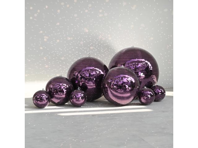 Yescom 8PCS Disco Ball Set 7'/12'/16'/20'/24' Mirror Balls Hanging Glass Decor for 70s 80s Party Events Wedding DJ Club Stage Holiday Purple