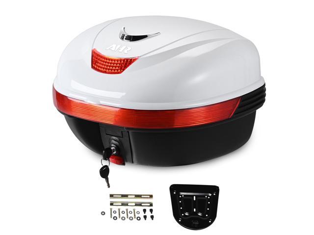 AHR 35L Motorcycle Tour Tail Box Scooter Trunk Storage Lock Carrier Case White