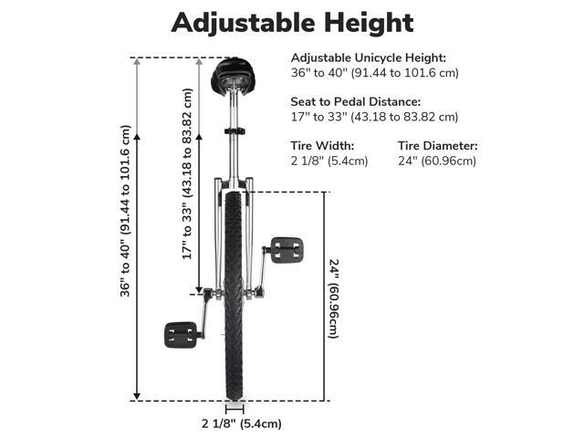 Yescom 24 In Wheel Outdoor Unicycle Adjustable Seat Anti-Skid Pedal Circus Bike for Adults Teenagers Kids, Silver