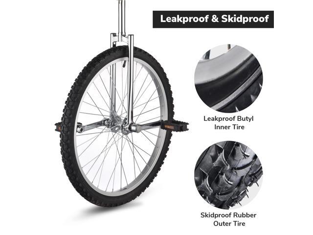 Yescom 24 In Wheel Outdoor Unicycle Adjustable Seat Anti-Skid Pedal Circus Bike for Adults Teenagers Kids, Silver