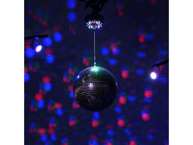 Yescom 12' Large Disco Ball with Motor and Light 6RPM Rotator & 2PCS 3W RGB Spotlights for 70s 80s Party DJ Bands Club Event Purple