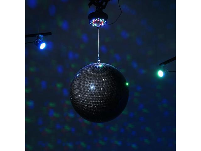 Yescom 16' Large Disco Ball with Motor and Light 6RPM Rotator & 2PCS 3W RGB Spotlights for 70s 80s Party DJ Bands Club Wedding Event Black
