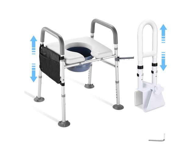 Yescom Raised Toilet Seat and Bathtub Grab Bar Kit for Seniors Disabled Safety