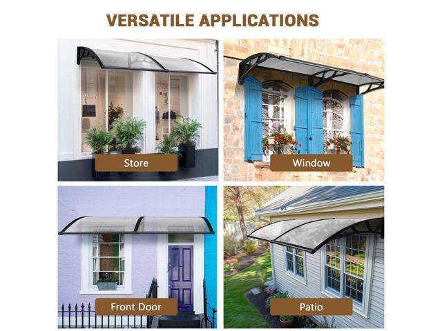 Yescom 80'x40' Door Window Awning Whole One-piece Polycarbonate UV30+ Outdoor Rain Snow Protection Patio White Board