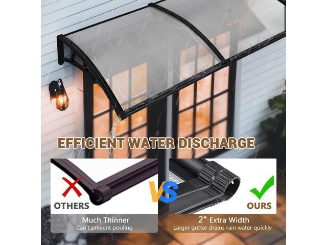 Yescom 80'x40' Door Window Awning Whole One-piece Polycarbonate UV30+ Outdoor Rain Snow Protection Patio White Board