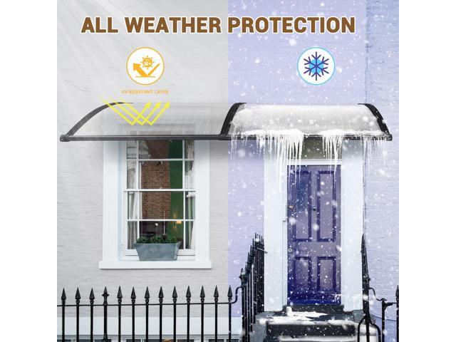 Yescom 80'x40' Door Window Awning Whole One-piece Polycarbonate UV30+ Outdoor Rain Snow Protection Patio White Board