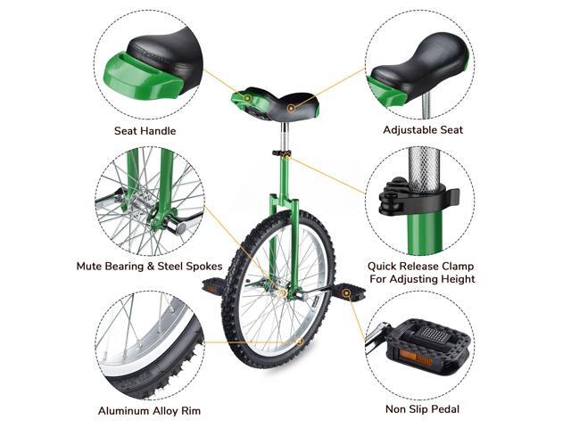 Yescom 20 In Wheel Outdoor Unicycle Leakproof Butyl Tire Circus Bike Balance Training for Adults Teenagers Kids, Green